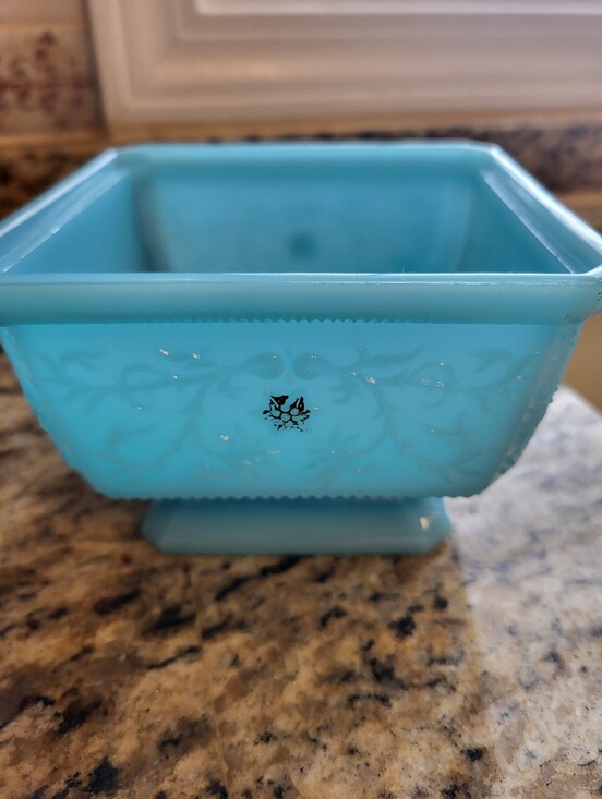 Milk Glass Other - Vintage Blue 3 x 4.5 Inch  Milk Glass Footed Bowl Or  Planter